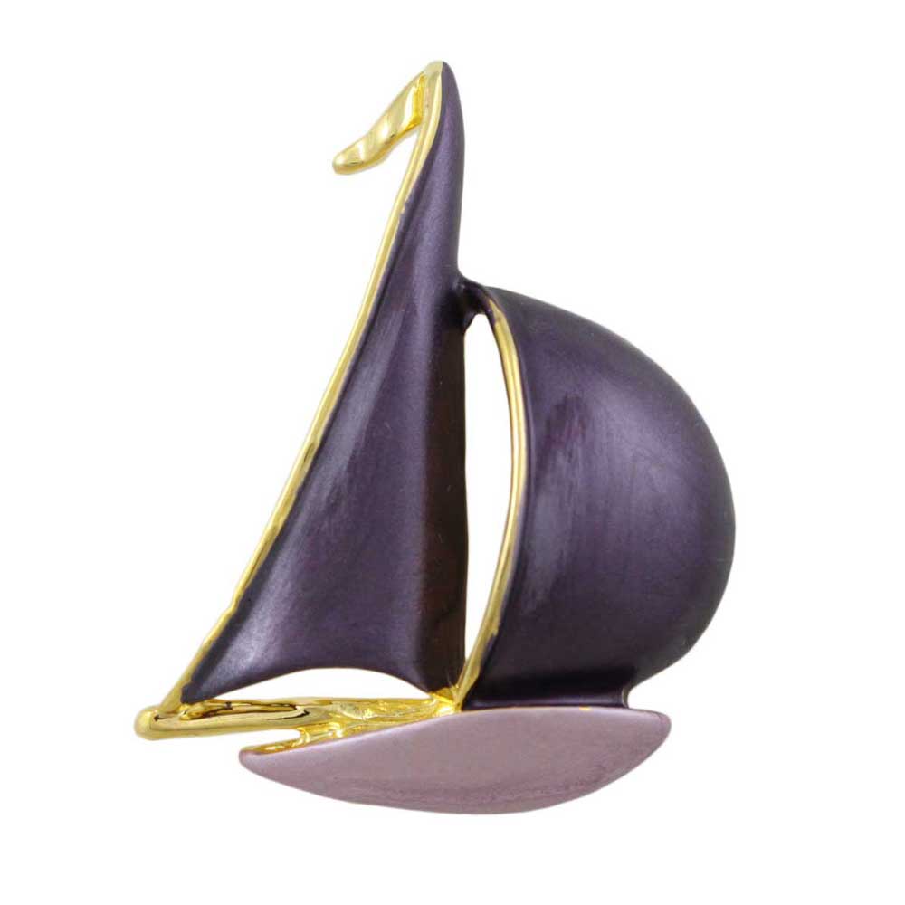 Dark and Light Purple Enamel Sailboat Brooch Pin - Lilylin Designs