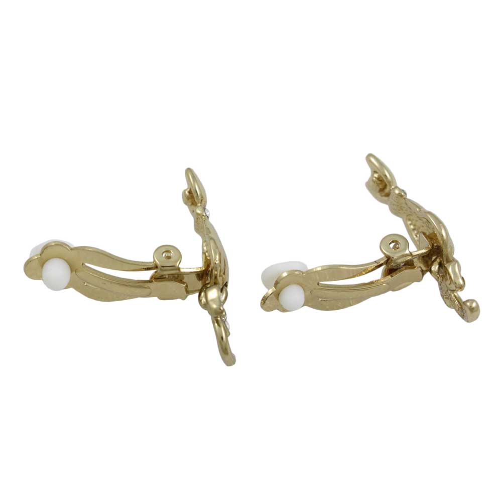 Gold Cat with Crystal Collar Clip On Earring - RAP111EC - Lilylin Designs