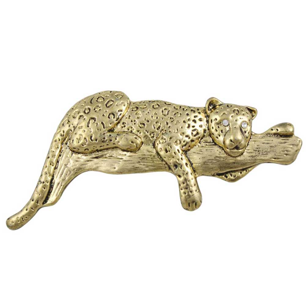 Cheetah Resting on Tree Branch Brooch Pin - RAP115D - Lilylin Designs