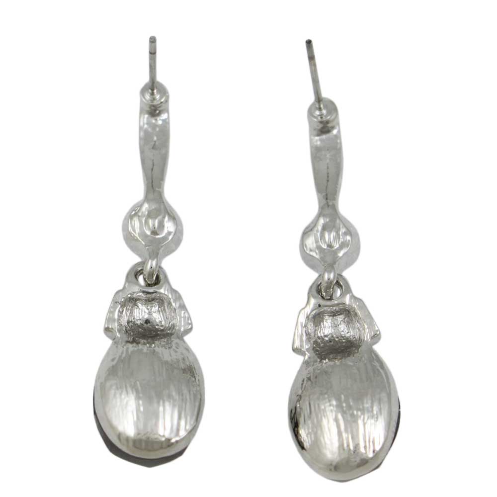 Black Oval Drop with Clear Crystal Pierced Earring - REC020 - Lilylin Designs