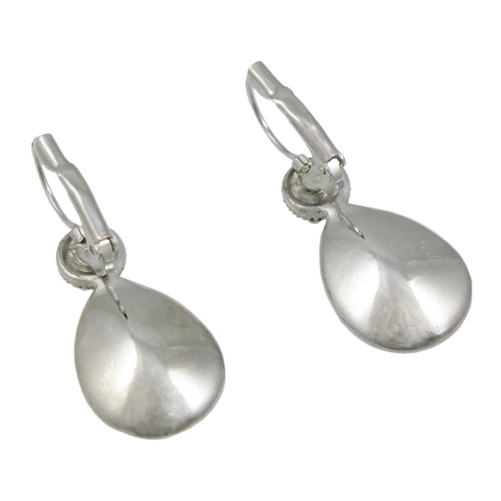 Blue Cats Eye Teardrop with Clear Crystals Pierced Earring - REC021 - Lilylin Designs