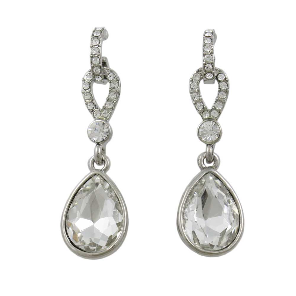 Clear Crystal Hoop with Dangling Teardrop Earring - REC024 - Lilylin Designs