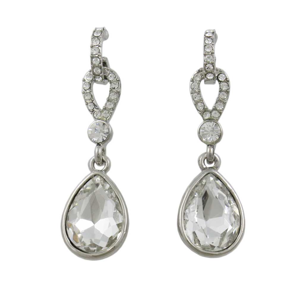 Lilylin Designs Clear Crystal Hoop with Dangling Teardrop Pierced Earring 