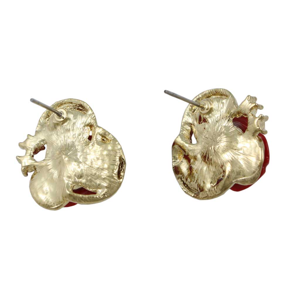 Red Rose with Red Crystals Pierced Earring - REC030 - Lilylin Designs