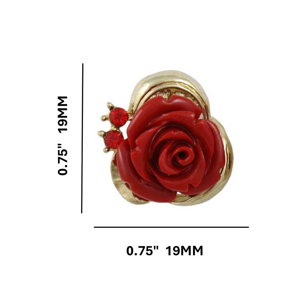 Red Rose with Red Crystals Clip On Earring - REC030C - Lilylin Designs