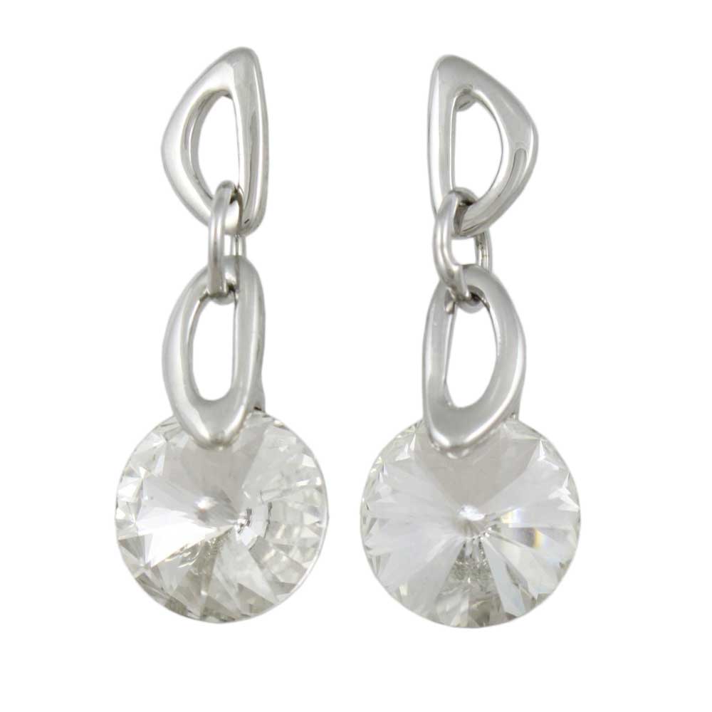 Dangling Large Round Clear Crystal Pierced Earring - REC033 - Lilylin Designs