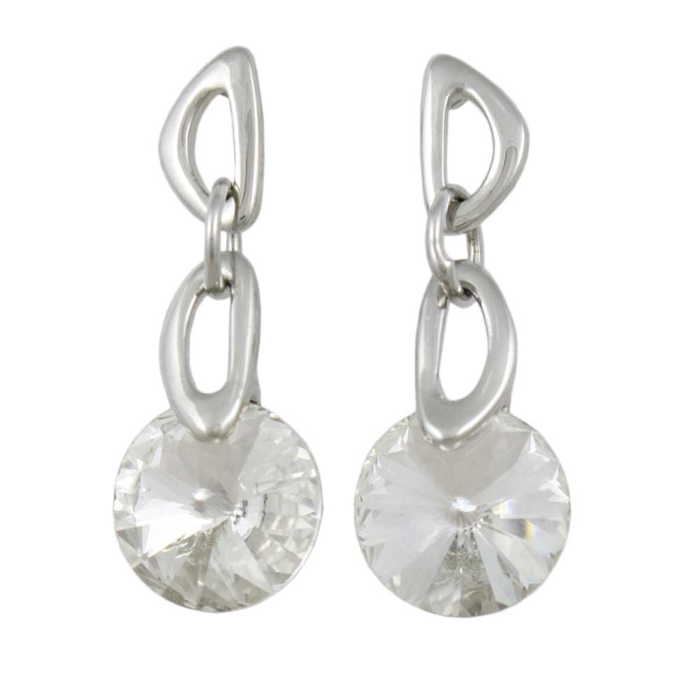 Lilylin Designs Dangling Large Round Clear Crystal Pierced Earring