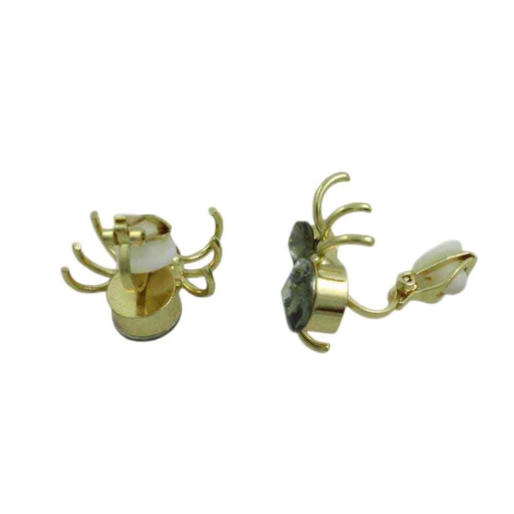 Small Gray Crystal Spider Clip On Earring - REC047C - Lilylin Designs