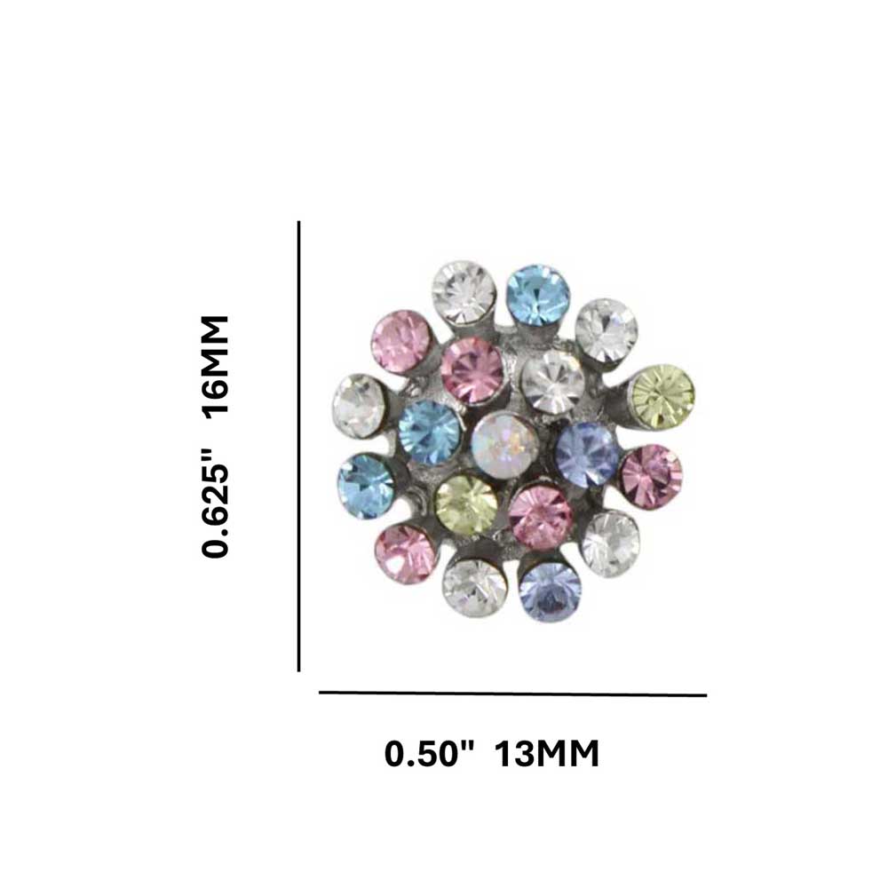 Pink Blue and Yellow Pastel Crystal Spray Clip Earring - REC131C - Lilylin Designs