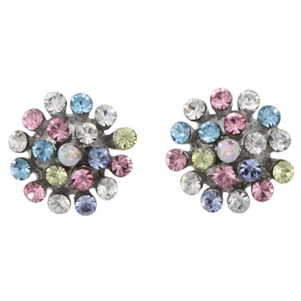 Lilylin Designs Pink Blue and Yellow Pastel Crystal Spray Clip Earring