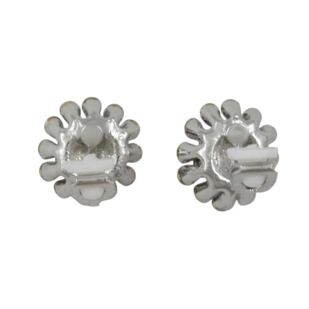 Pink Blue and Yellow Pastel Crystal Spray Clip Earring - REC131C - Lilylin Designs