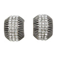 Black and Silver Stripes with Crystals Pierced Earring - REC138 - Lilylin Designs