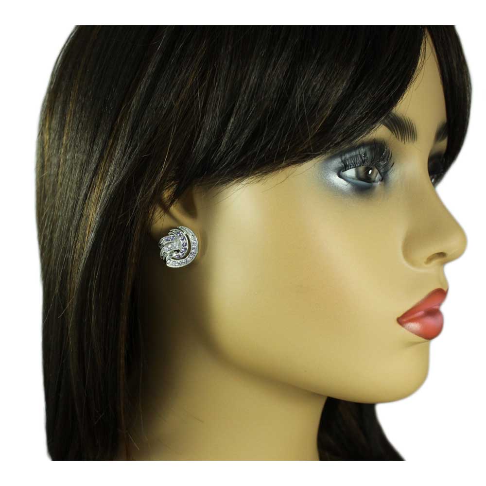 Light and Dark Purple Crystal Waves Clip On Earring - REC139C - Lilylin Designs