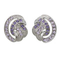 Light and Dark Purple Crystal Waves Clip On Earring - REC139C - Lilylin Designs