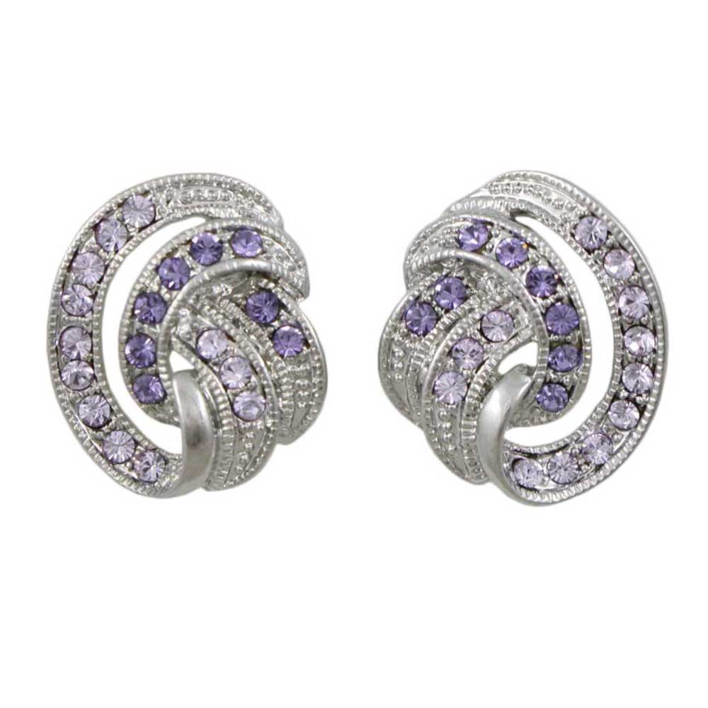 Lilylin Designs Light and Dark Purple Crystal Waves Clip On Earring