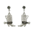Silver Cowboy Boots with Spurs Dangling Pierced Earring - REC150 - Lilylin Designs