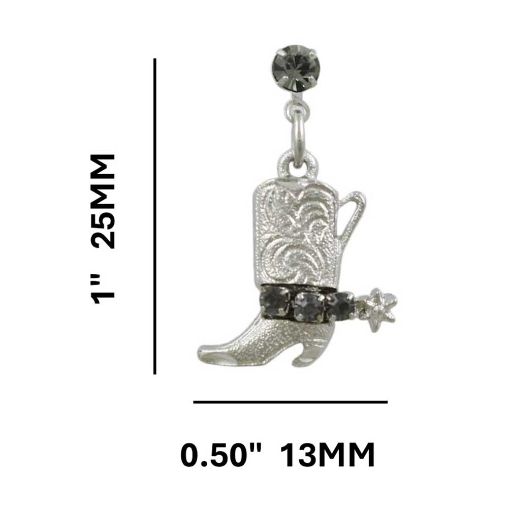 Silver Cowboy Boots with Spurs Dangling Pierced Earring - REC150 - Lilylin Designs