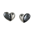 Black Crystal Heart Stud Pierced Earring - REC151 - Lilylin Designs