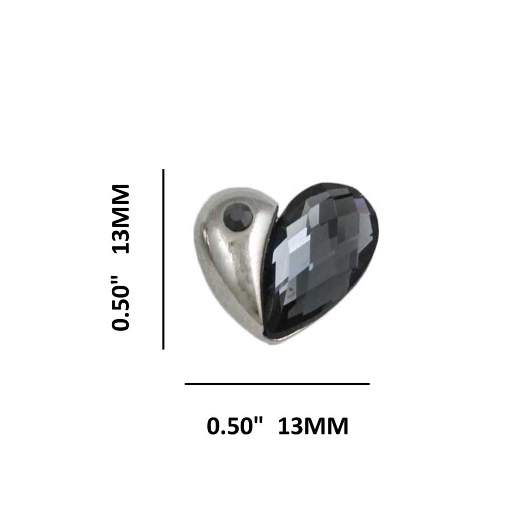 Black Crystal Heart Stud Pierced Earring - REC151 - Lilylin Designs