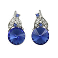 Blue Crystal Inverted Flower Drop Earring - REC256 - Lilylin Designs