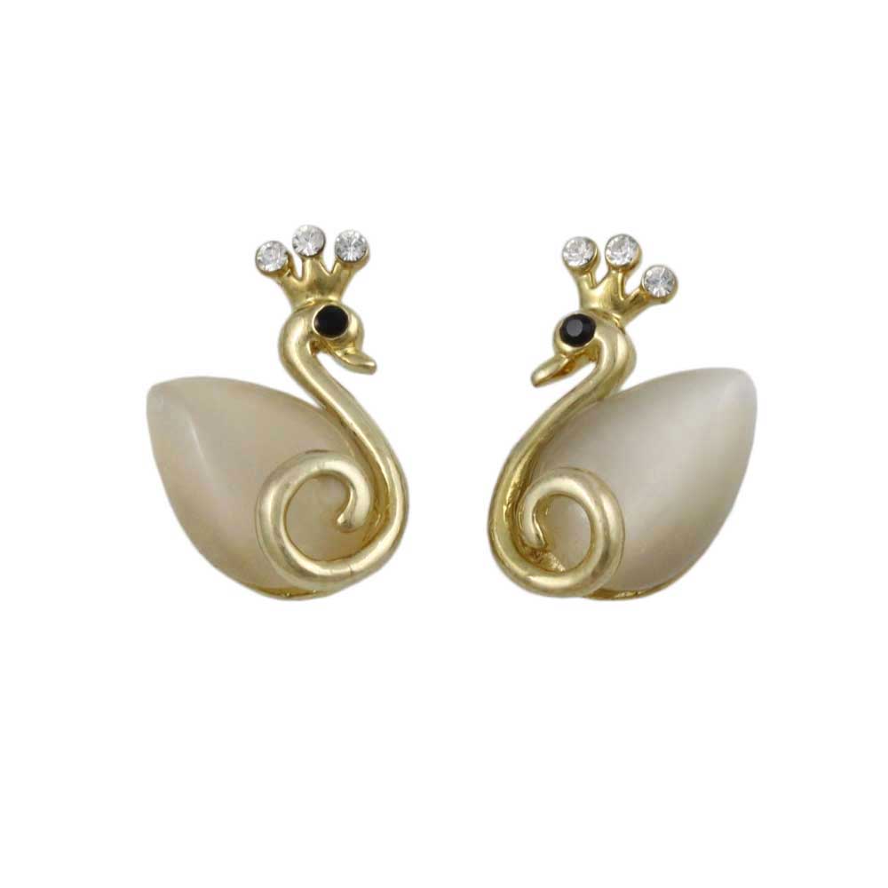 Lilylin Designs Swan Princess Pierced Earring in Cream Cats Eye