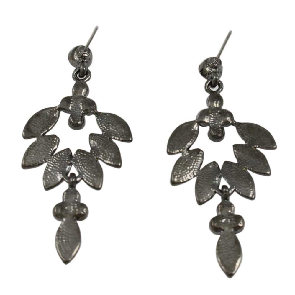 Gray Marquis with Black Crystals Dangling Earring - REC276B - Lilylin Designs