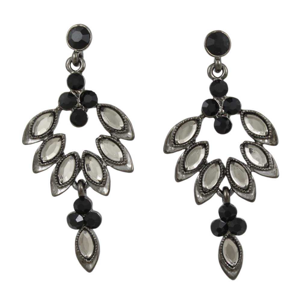 Lilylin Designs Gray Marquis with Black Crystals Dangling Earring