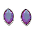 Large Iridescent Purple Marquis Glass Clip Earring - REC280C - Lilylin Designs