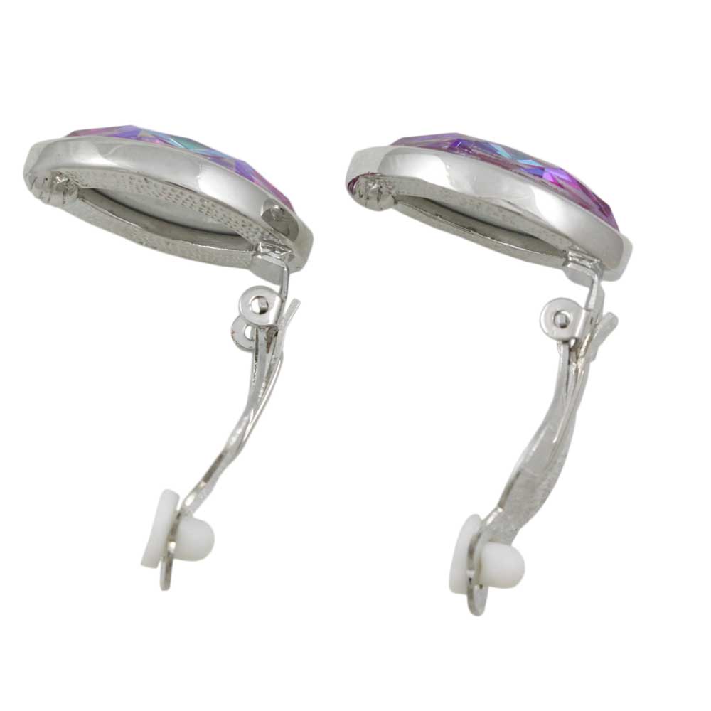Large Iridescent Purple Marquis Glass Clip Earring - REC280C - Lilylin Designs