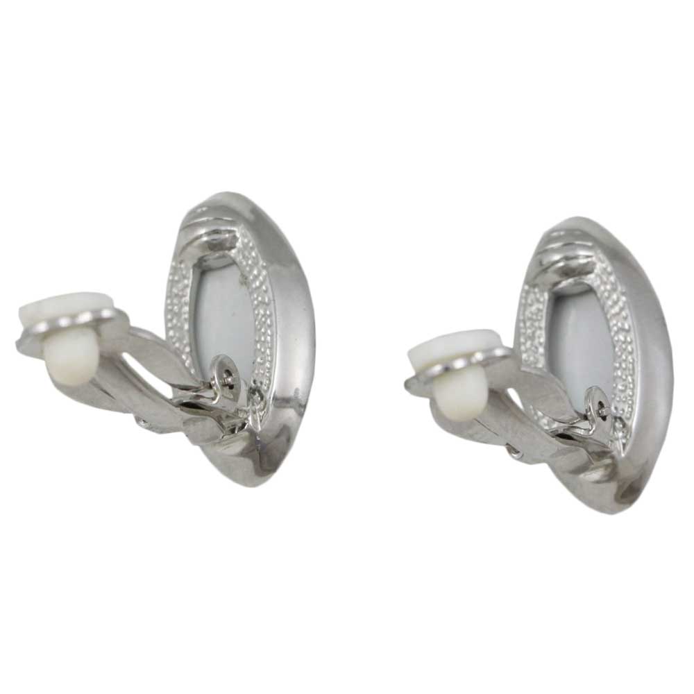 Light Green Marquis Glass with Clear Crystals Clip Earring - REC281C - Lilylin Designs