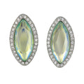 Light Green Marquis Glass with Clear Crystals Clip Earring - REC281C - Lilylin Designs