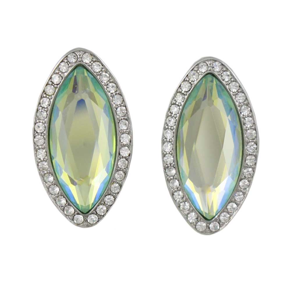 Lilylin Designs Light Green Marquis Glass with Crystals Clip Earring