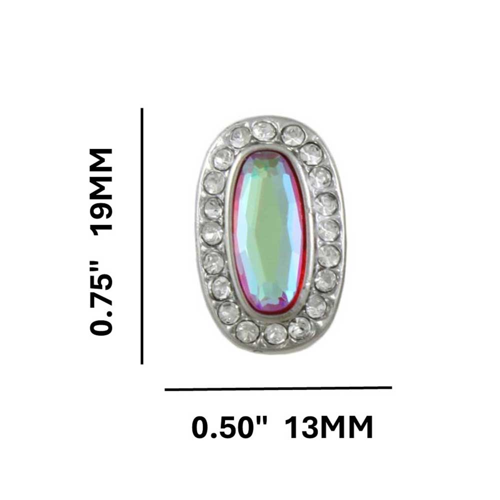 Purple Iridescent Glass and Crystal Oval Pierced Earring - REC283 - Lilylin Designs