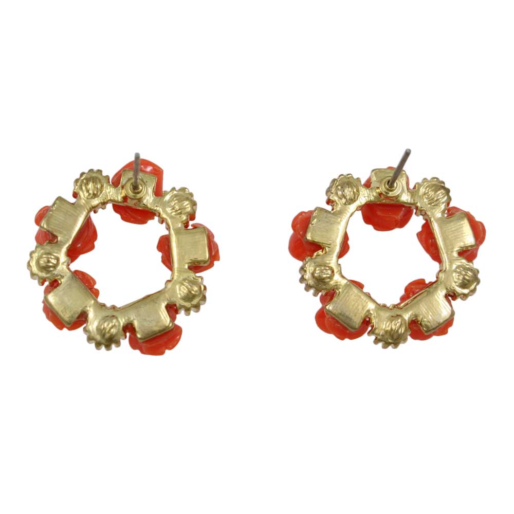 Ring of Red Roses with Red Crystals Pierced Earring - REC304 - Lilylin Designs