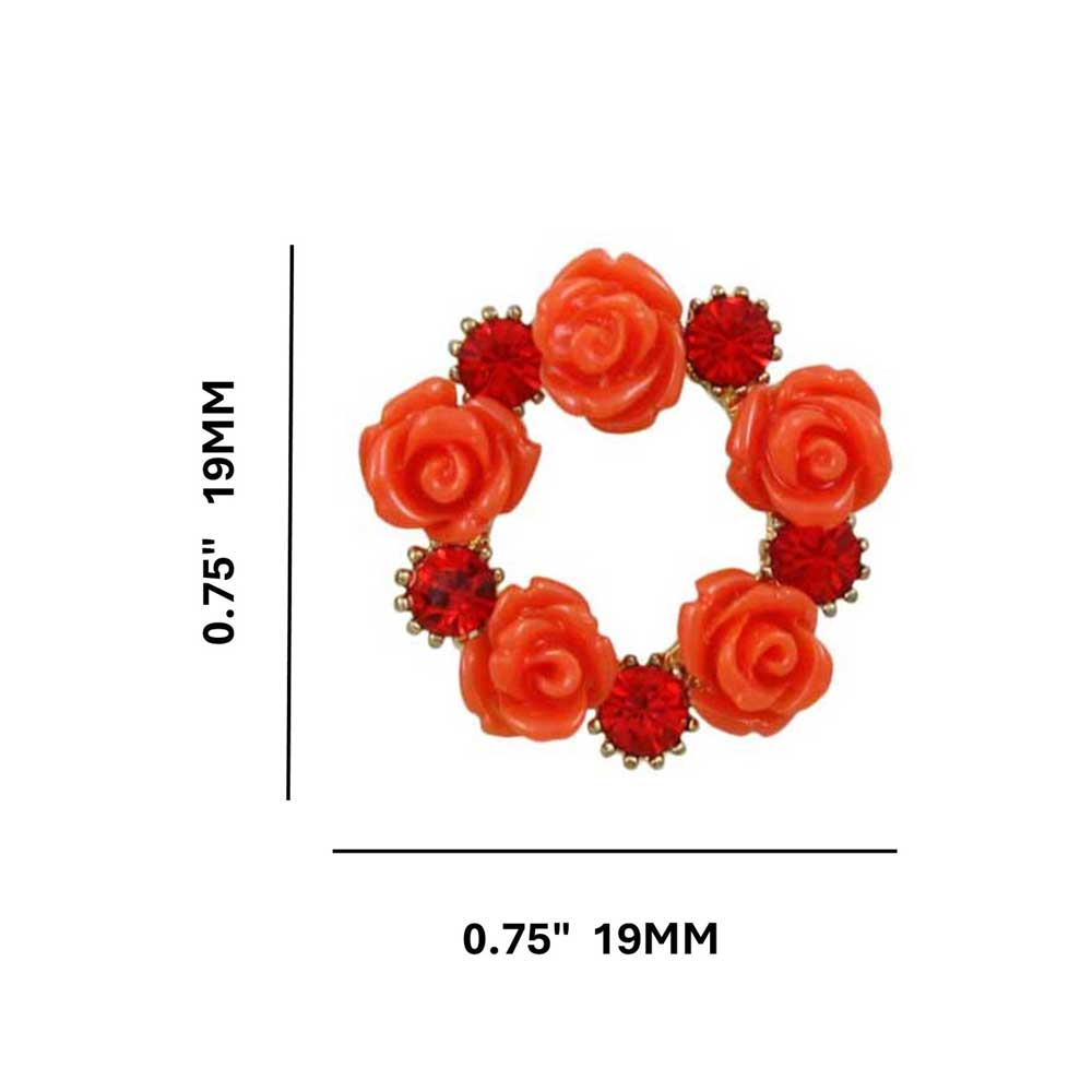 Ring of Red Roses with Red Crystals Pierced Earring - REC304 - Lilylin Designs