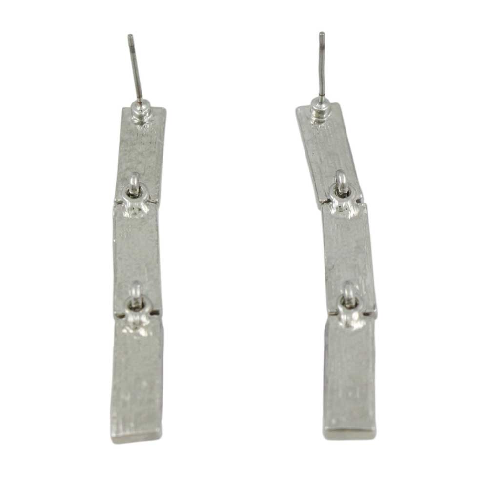Dangling Trio of Purple Rectangles Pierced Earring - REC306 - Lilylin Designs