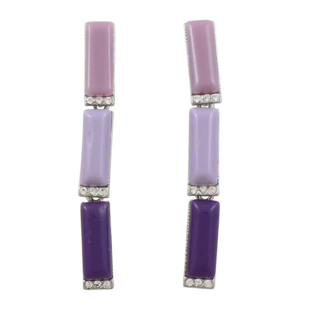 Dangling Trio of Purple Rectangles Pierced Earring - REC306 - Lilylin Designs