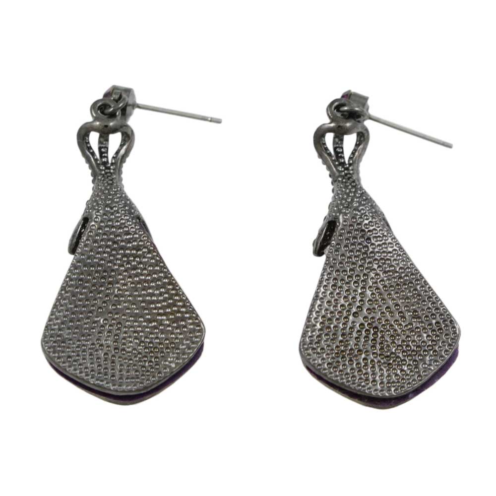 Purple Acrylic Teardrop Stone Dangling Pierced Earring - REC308 - Lilylin Designs