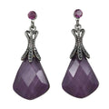 Purple Acrylic Teardrop Stone Dangling Pierced Earring - REC308 - Lilylin Designs