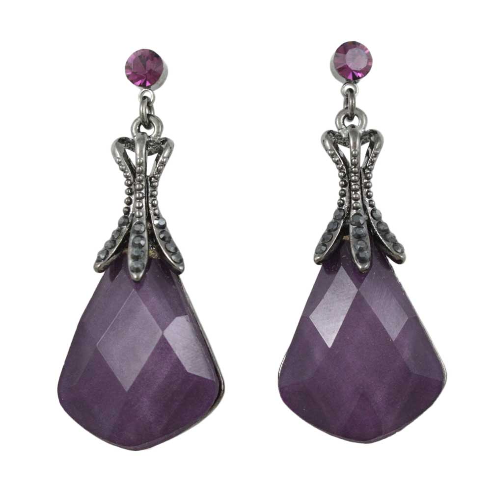 Lilylin Designs Purple Acrylic Teardrop Stone Dangling Pierced Earring