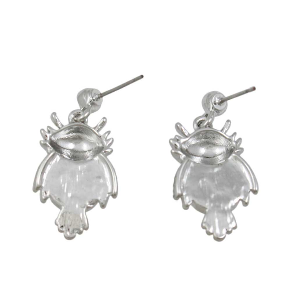 Light Gray Owl Dangling Pierced Earring - REC309 - Lilylin Designs