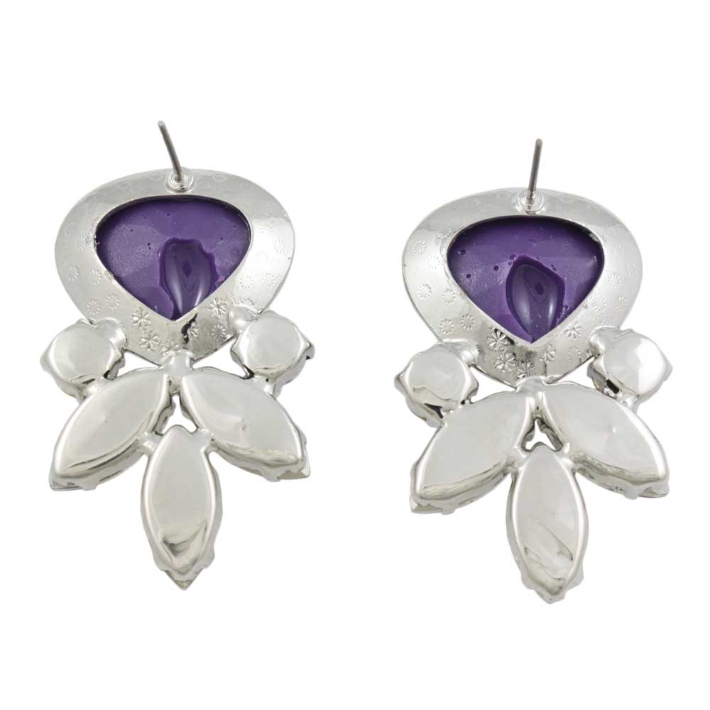 Purple Teardrop with Clear Marquis Pierced Earring - REC311 - Lilylin Designs