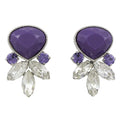 Purple Teardrop with Clear Marquis Pierced Earring - REC311 - Lilylin Designs