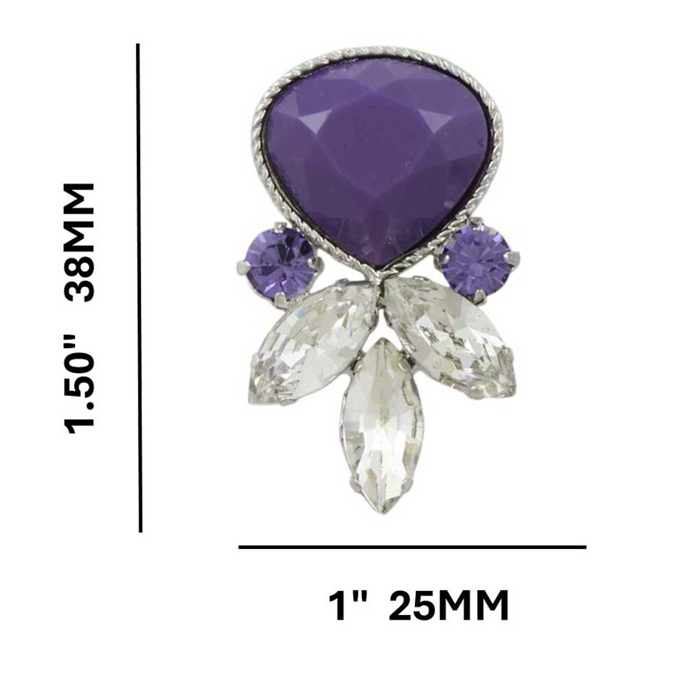 Purple Teardrop with Clear Marquis Pierced Earring - REC311 - Lilylin Designs