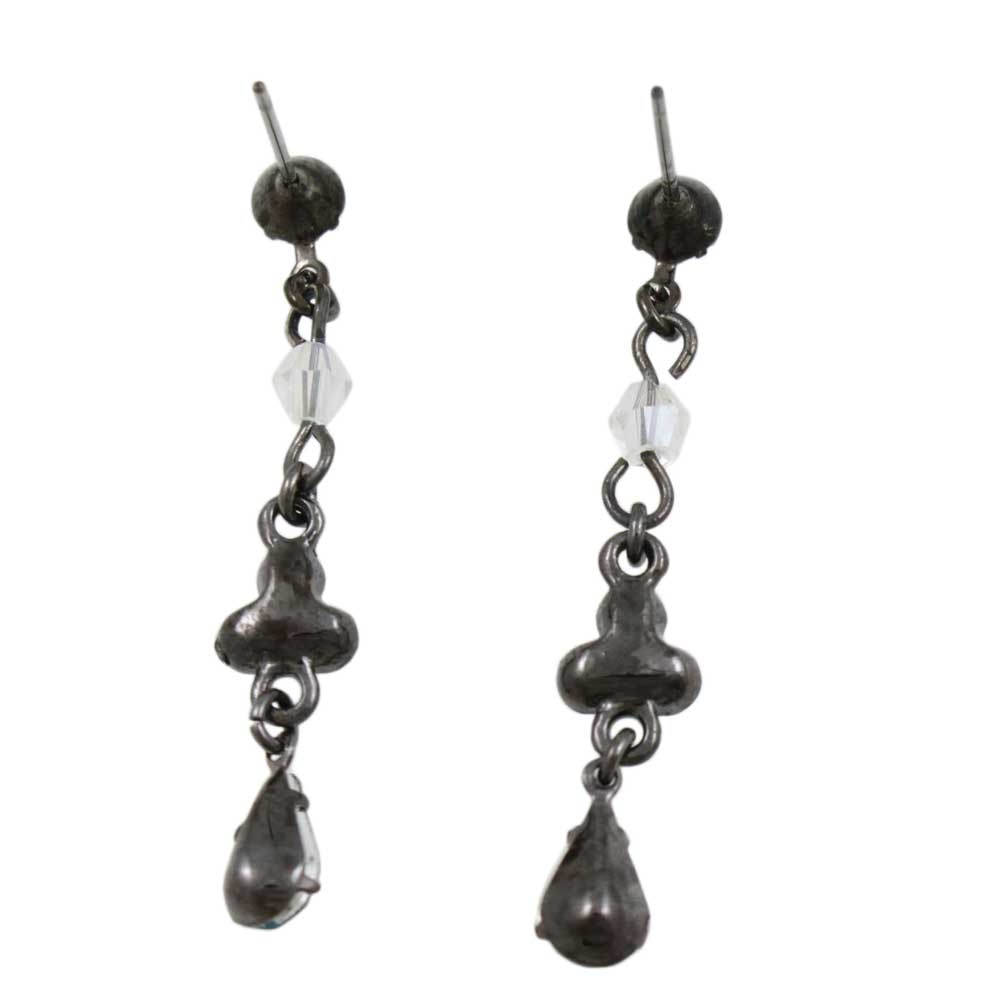 Antique Silver Aurora Borealis Crystal Drops Earring - REC320 - Lilylin Designs