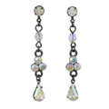 Antique Silver Aurora Borealis Crystal Drops Earring - REC320 - Lilylin Designs