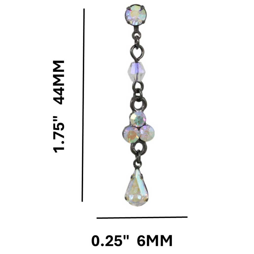 Antique Silver Aurora Borealis Crystal Drops Earring - REC320 - Lilylin Designs