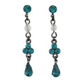 Antique Blue Zircon Crystal Drops Pierced Earring - REC320VM - Lilylin Designs
