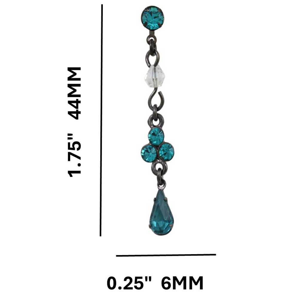 Antique Blue Zircon Crystal Drops Pierced Earring - REC320VM - Lilylin Designs