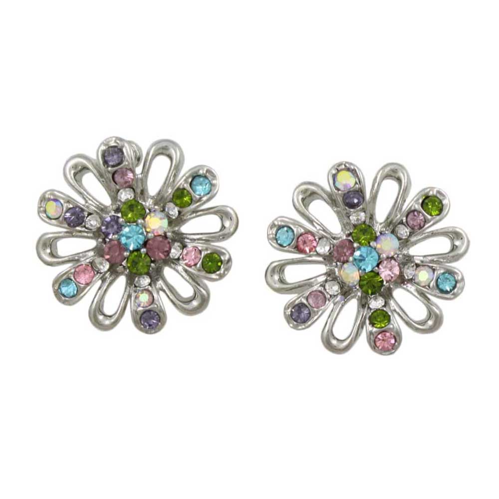 Lilylin Designs Flower with Assorted Crystals Stud Pierced Earring